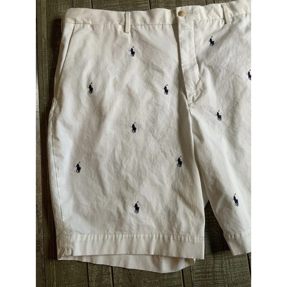 Polo Ralph Lauren White All Over Pony Shorts Size 42 Stretch Classic Fit 9